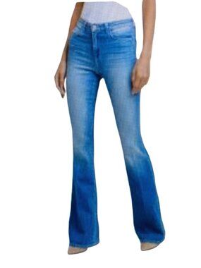 L'AGENCE High Rise Flared Jeans 31 Long in Olympia Light Blue NWT